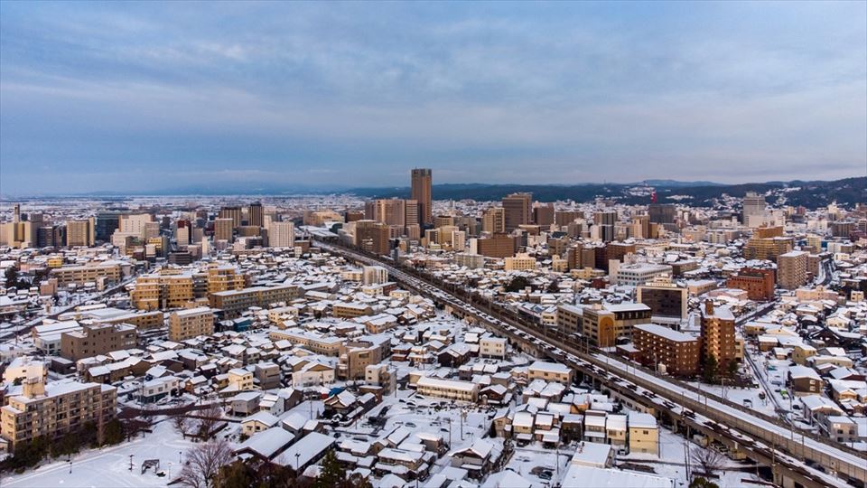 雪が降った金沢市